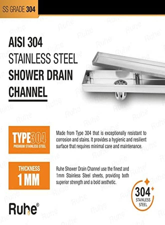 Ruhe® Tile Insert 36 × 3 Inches Floor Drainer | 304 Stainless Steel Tile Insert Shower Water Drain Channel/Waste Water Floor Drain | (For 13mm Marble) | With Stainless Steel Trap and Side Hole - Image 4